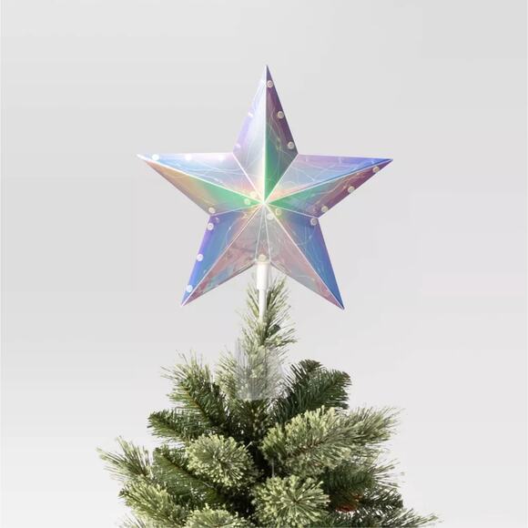 Iridescent Pre-lit Star Christmas Tree Topper w Mulitcolor Lights 12.5" Colorful - Picture 4 of 7